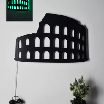 Decoratiune luminoasa LED, Colosseum, MDF, 60 LED-uri, Verde imagine
