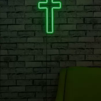 Decoratiune luminoasa LED, Cross Sign, Benzi flexibile de neon, DC 12 V, Verde imagine