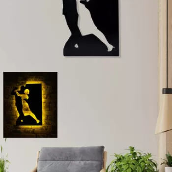 Decoratiune luminoasa LED, Dancing Couple, MDF, 60 LED-uri, Galben imagine