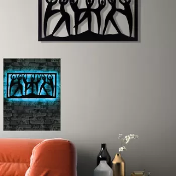 Decoratiune luminoasa LED, Dancing Women, MDF, 60 LED-uri, Albastru imagine