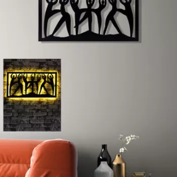 Decoratiune luminoasa LED, Dancing Women, MDF, 60 LED-uri, Galben imagine
