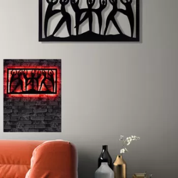 Decoratiune luminoasa LED, Dancing Women, MDF, 60 LED-uri, Rosu imagine