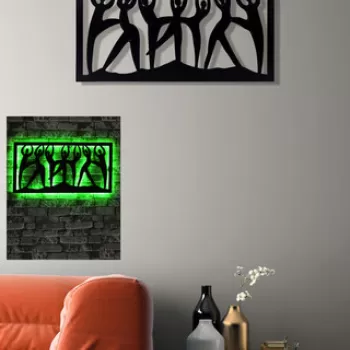 Decoratiune luminoasa LED, Dancing Women, MDF, 60 LED-uri, Verde imagine