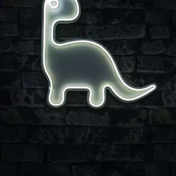 Decoratiune luminoasa LED, Dino the Dinosaur, Benzi flexibile de neon, DC 12 V, Alb imagine