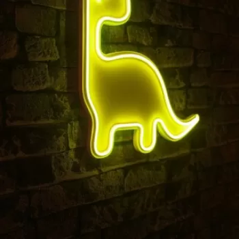 Decoratiune luminoasa LED, Dino the Dinosaur, Benzi flexibile de neon, DC 12 V, Galben imagine