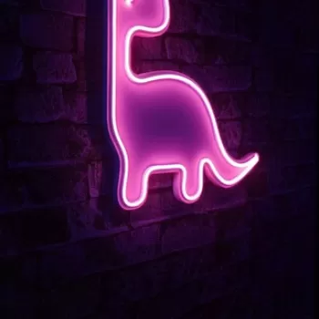 Decoratiune luminoasa LED, Dino the Dinosaur, Benzi flexibile de neon, DC 12 V, Roz imagine