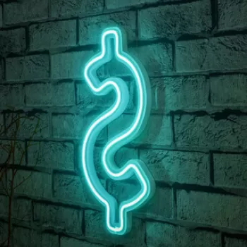 Decoratiune luminoasa LED, Dollar Sign, Benzi flexibile de neon, DC 12 V, Albastru imagine