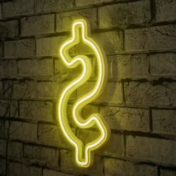 Decoratiune luminoasa LED, Dollar Sign, Benzi flexibile de neon, DC 12 V, Galben imagine