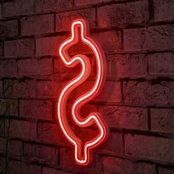 Decoratiune luminoasa LED, Dollar Sign, Benzi flexibile de neon, DC 12 V, Rosu imagine