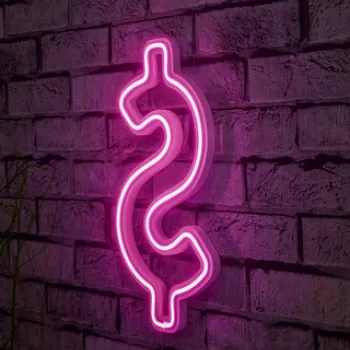 Decoratiune luminoasa LED, Dollar Sign, Benzi flexibile de neon, DC 12 V, Roz imagine