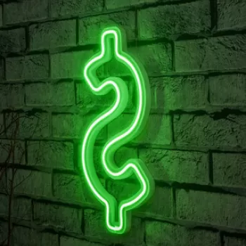 Decoratiune luminoasa LED, Dollar Sign, Benzi flexibile de neon, DC 12 V, Verde imagine