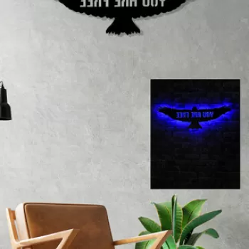 Decoratiune luminoasa LED, Eagle, MDF, 60 LED-uri, Albastru imagine