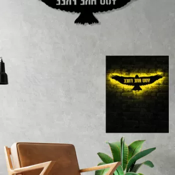 Decoratiune luminoasa LED, Eagle, MDF, 60 LED-uri, Galben imagine