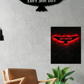 Decoratiune luminoasa LED, Eagle, MDF, 60 LED-uri, Rosu imagine