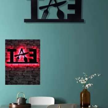 Decoratiune luminoasa LED, Eat, MDF, 60 LED-uri, Rosu imagine