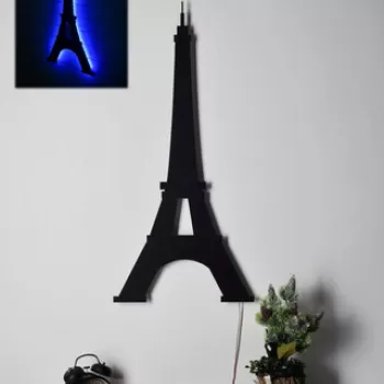 Decoratiune luminoasa LED, Eiffel Tower, MDF, 60 LED-uri, Albastru imagine