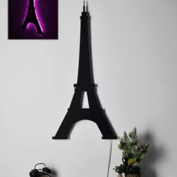 Decoratiune luminoasa LED, Eiffel Tower, MDF, 60 LED-uri, Roz imagine