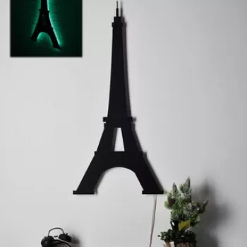 Decoratiune luminoasa LED, Eiffel Tower, MDF, 60 LED-uri, Verde imagine