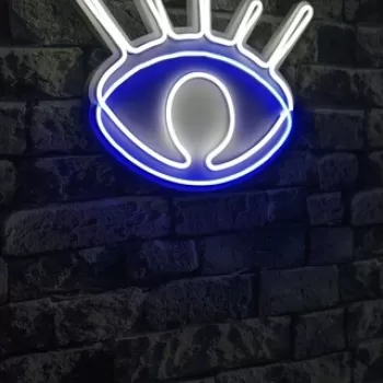 Decoratiune luminoasa LED, Evil Eye, Benzi flexibile de neon, DC 12 V, Alb / Albastru imagine