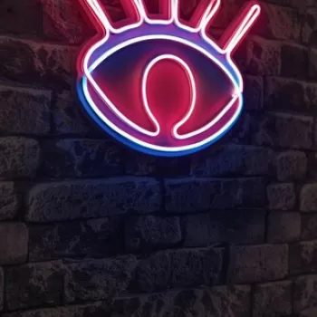 Decoratiune luminoasa LED, Evil Eye, Benzi flexibile de neon, DC 12 V, Roz / Albastru imagine