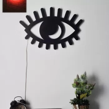 Decoratiune luminoasa LED, Evil Eye, MDF, 60 LED-uri, Rosu imagine