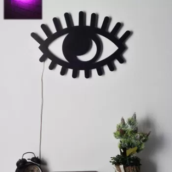 Decoratiune luminoasa LED, Evil Eye, MDF, 60 LED-uri, Roz imagine