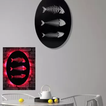 Decoratiune luminoasa LED, Fishbones, MDF, 60 LED-uri, Rosu imagine