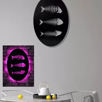 Decoratiune luminoasa LED, Fishbones, MDF, 60 LED-uri, Roz imagine