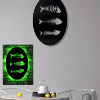 Decoratiune luminoasa LED, Fishbones, MDF, 60 LED-uri, Verde imagine