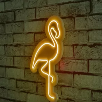 Decoratiune luminoasa LED, Flamingo, Benzi flexibile de neon, DC 12 V, Galben imagine