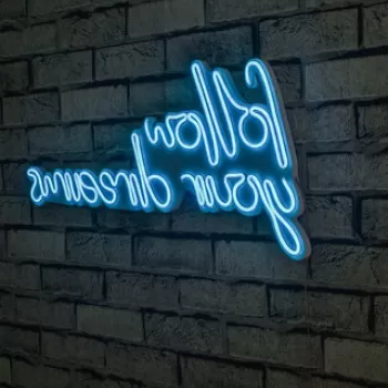 Decoratiune luminoasa LED, Follow Your Dreams, Benzi flexibile de neon, DC 12 V, Albastru imagine