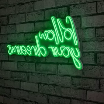 Decoratiune luminoasa LED, Follow Your Dreams, Benzi flexibile de neon, DC 12 V, Verde imagine