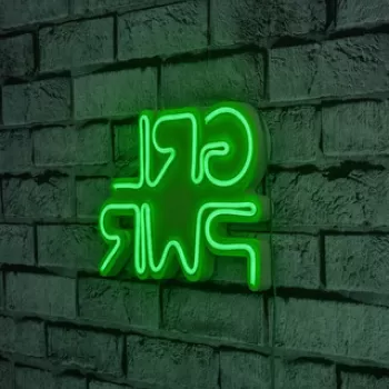 Decoratiune luminoasa LED, Girl Power, Benzi flexibile de neon, DC 12 V, Verde imagine