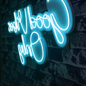 Decoratiune luminoasa LED, Good Vibes Only 2, Benzi flexibile de neon, DC 12 V, Albastru imagine