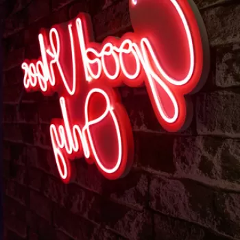 Decoratiune luminoasa LED, Good Vibes Only 2, Benzi flexibile de neon, DC 12 V, Rosu imagine