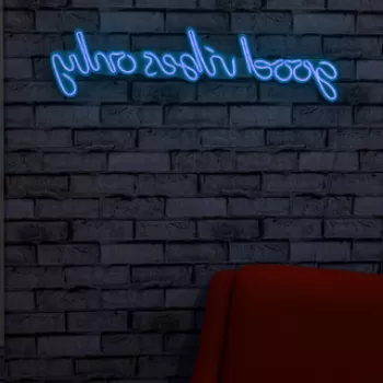 Decoratiune luminoasa LED, Good Vibes Only, Benzi flexibile de neon, DC 12 V, Albastru imagine
