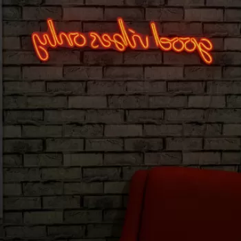 Decoratiune luminoasa LED, Good Vibes Only, Benzi flexibile de neon, DC 12 V, Rosu imagine