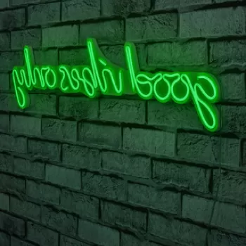 Decoratiune luminoasa LED, Good Vibes Only, Benzi flexibile de neon, DC 12 V, Verde imagine