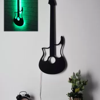 Decoratiune luminoasa LED, Guitar, MDF, 60 LED-uri, Verde imagine
