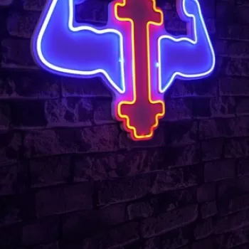Decoratiune luminoasa LED, Gym Dumbbells Work Out, Benzi flexibile de neon, DC 12 V, Rosu albastru imagine