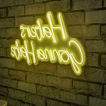 Decoratiune luminoasa LED, Haters Gonna Hate, Benzi flexibile de neon, DC 12 V, Galben imagine