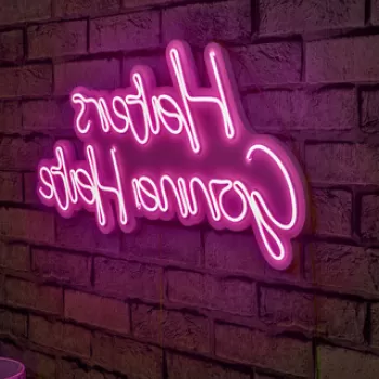 Decoratiune luminoasa LED, Haters Gonna Hate, Benzi flexibile de neon, DC 12 V, Roz imagine