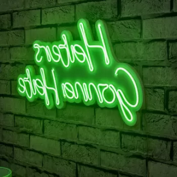 Decoratiune luminoasa LED, Haters Gonna Hate, Benzi flexibile de neon, DC 12 V, Verde imagine