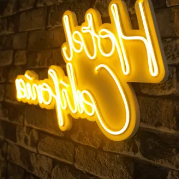 Decoratiune luminoasa LED, Hotel California, Benzi flexibile de neon, DC 12 V, Galben imagine
