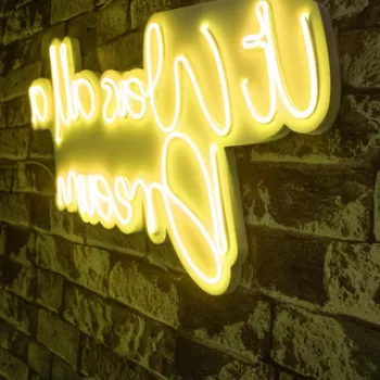 Decoratiune luminoasa LED, It was all a Dream, Benzi flexibile de neon, DC 12 V, Galben imagine