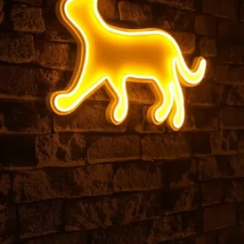 Decoratiune luminoasa LED, Kitty the Cat, Benzi flexibile de neon, DC 12 V, Galben imagine