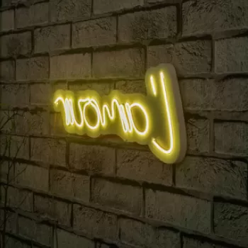 Decoratiune luminoasa LED, L'amour, Benzi flexibile de neon, DC 12 V, Galben imagine