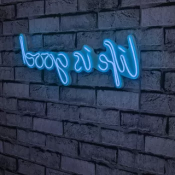 Decoratiune luminoasa LED, Life Is Good, Benzi flexibile de neon, DC 12 V, Albastru imagine