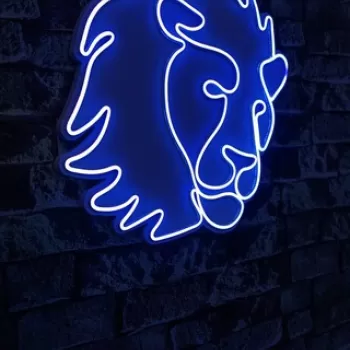 Decoratiune luminoasa LED, Lion, Benzi flexibile de neon, DC 12 V, Albastru imagine