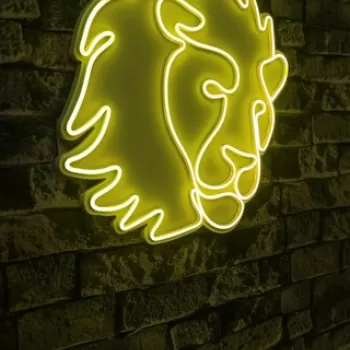 Decoratiune luminoasa LED, Lion, Benzi flexibile de neon, DC 12 V, Galben imagine